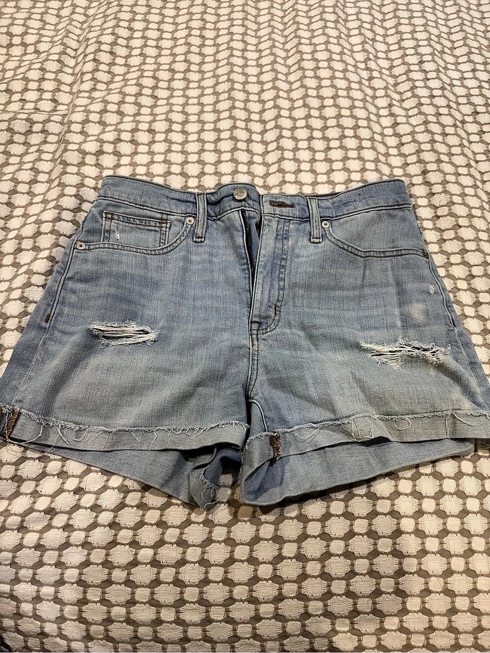 Madewell High Rise Distressed Denim Shorts Light Wash Size 26